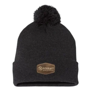 FitKraft Rustic Patch Pom-Pom Beanie